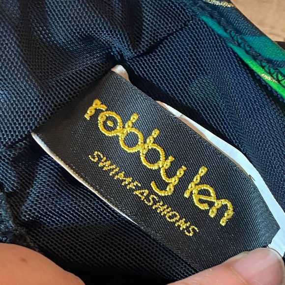 Robby Len Swim Fashions One Piece Swimsuit Blue Floral Sz 12 - Picture 8 of 9